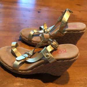Michael Kors Ariel Gold Strap Wedge Sandals